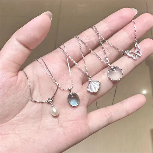 Everyday Versatile S925 Sterling Silver Aquamarine Butterfly Necklace Women's Non-Fading Niche High-End Accessible Luxury Clavicle Chain New
