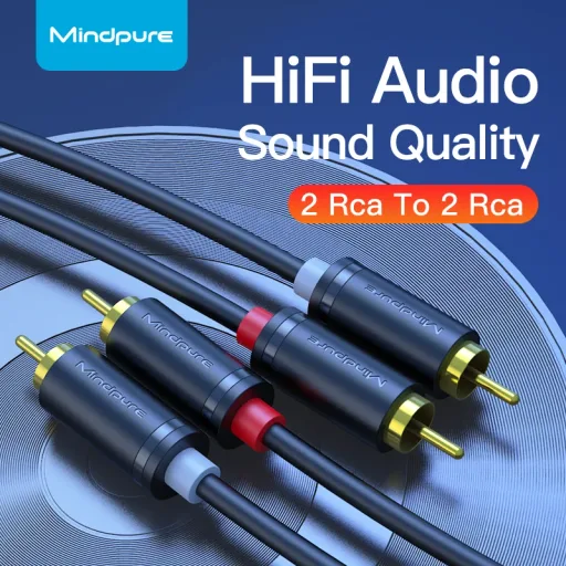 Mindpure 2 Rca To 2 Rca Cable HIFI Stereo Male to Male Pair Lotus Audio Cable For Home Theater HDTV Amplifier DVD Speaker 1.5-5m